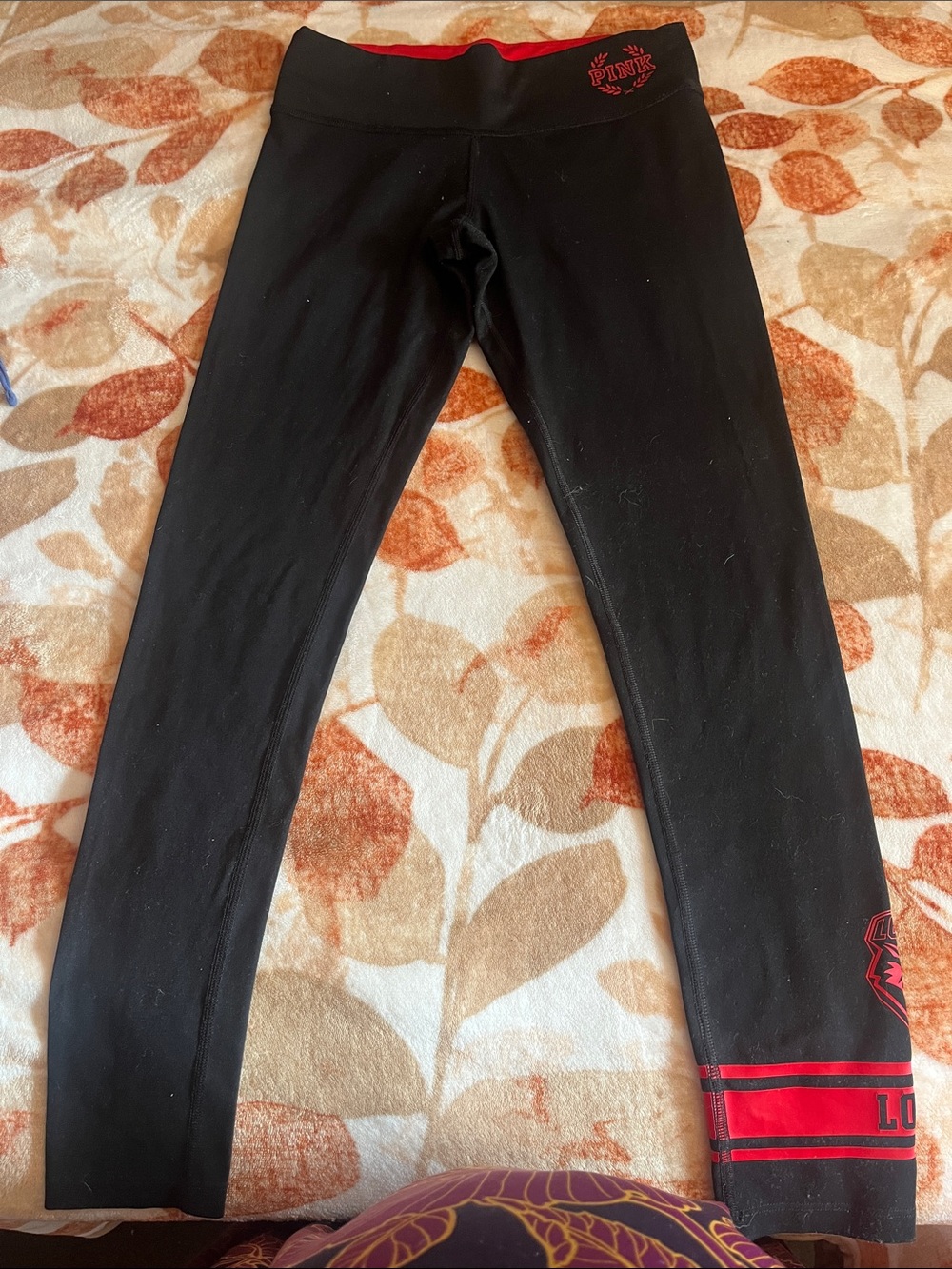 PINK Victoria's Secret Black Leggings with Red Trim